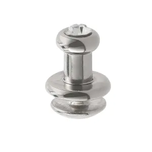 9.5mm, Nickel, Rinestone Collar Button Stud with Screw, Zinc Alloy - PK5, #P-2577