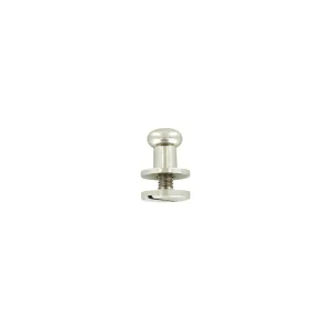 9mm, Nickel, Round Top Collar Button Stud with Screw, Solid Brass, #P-2134-NIC