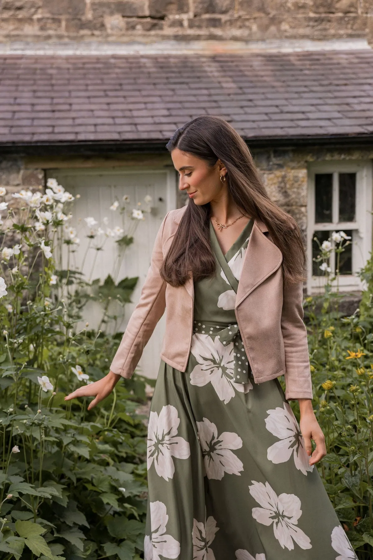 Beige Suede Cover Up Jacket