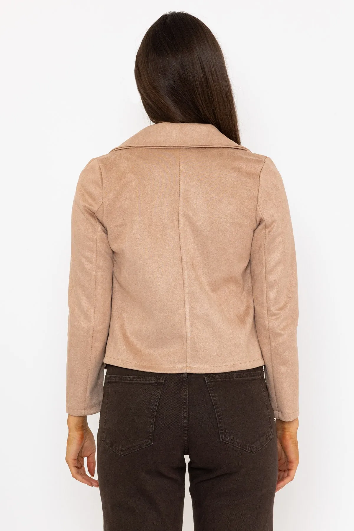 Beige Suede Cover Up Jacket