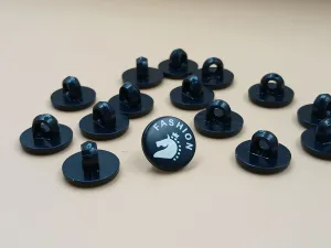 Black & White Round Shape Horse Design Down Hole Plastic Buttons