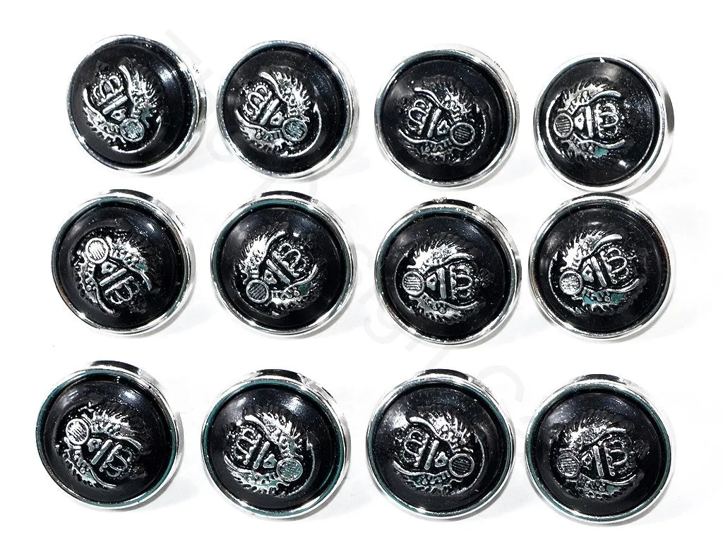 Black Silver Crown Wings Acrylic Coat Buttons