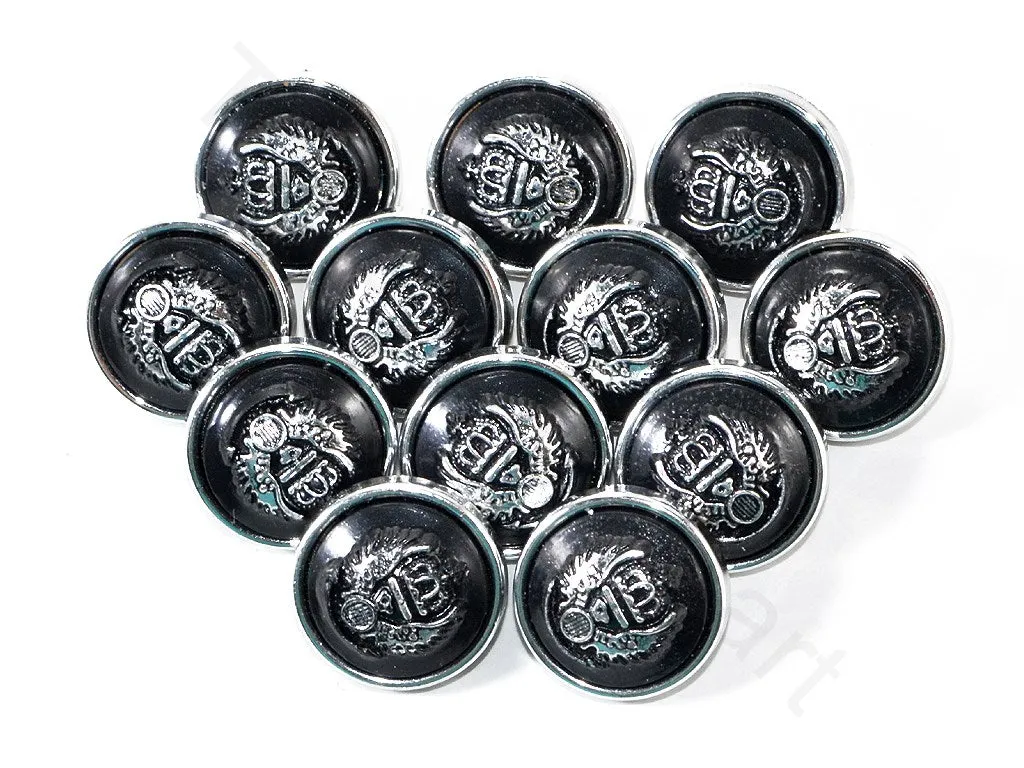 Black Silver Crown Wings Acrylic Coat Buttons