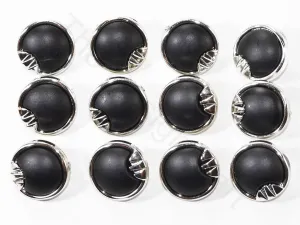 Black Silver Plain Designer Acrylic Coat Buttons