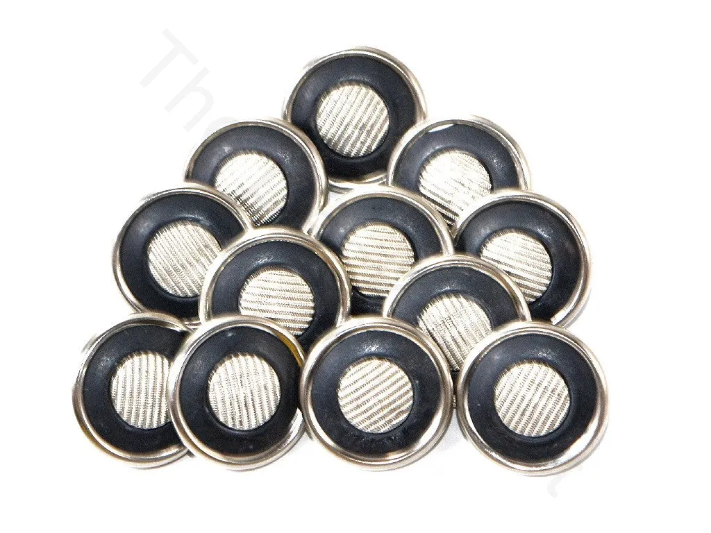 Black Silver Stripes Acrylic Coat Buttons