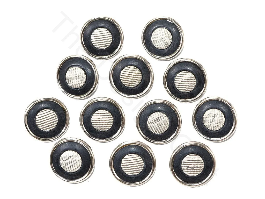 Black Silver Stripes Acrylic Coat Buttons