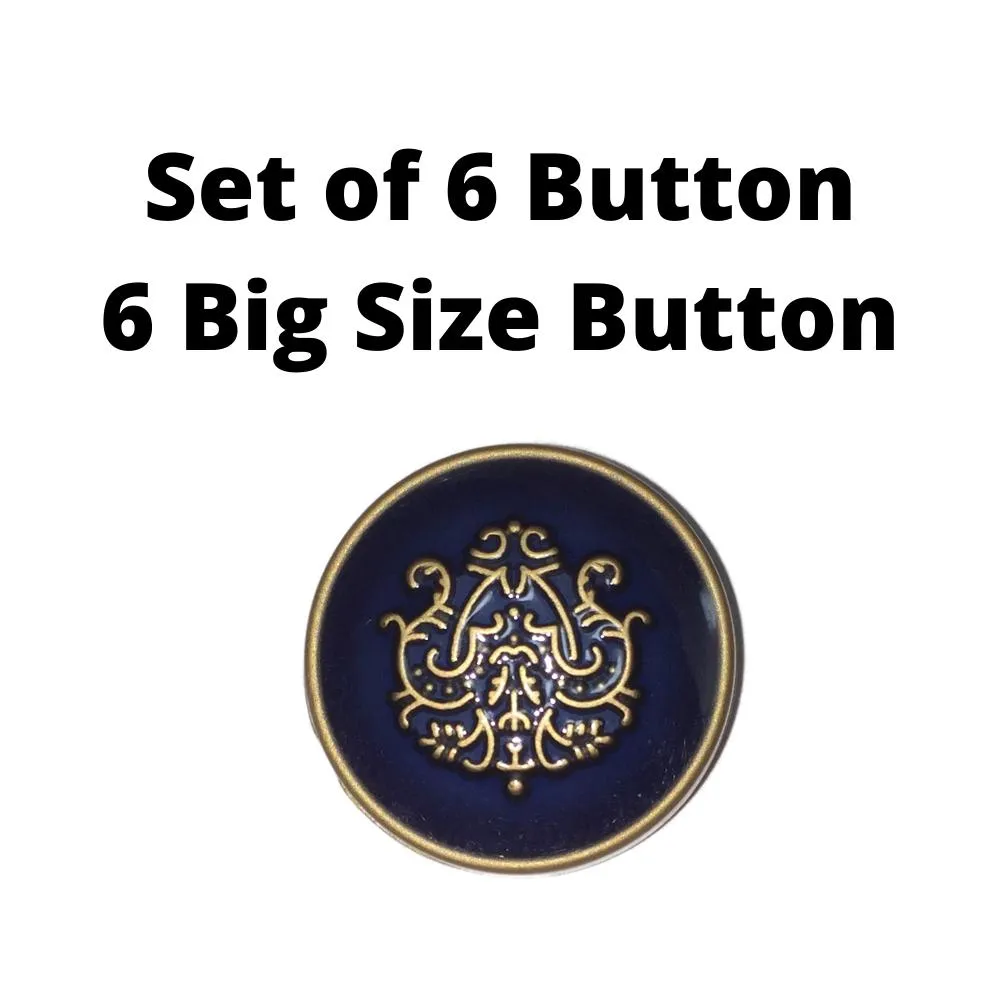 Blue Traditional Design Metal Buttons