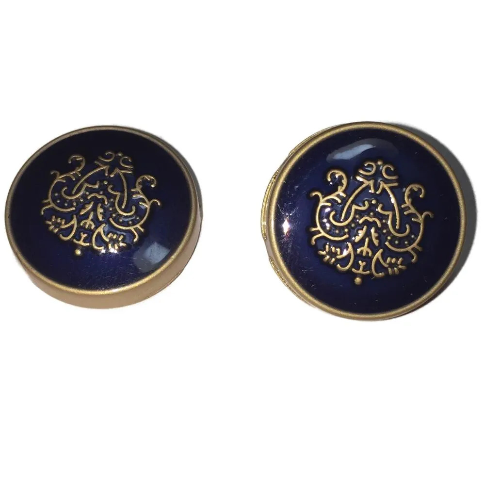 Blue Traditional Design Metal Buttons