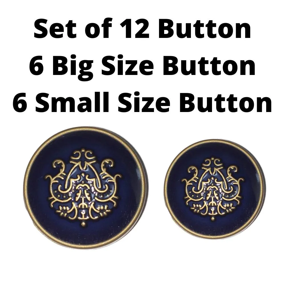 Blue Traditional Design Metal Buttons