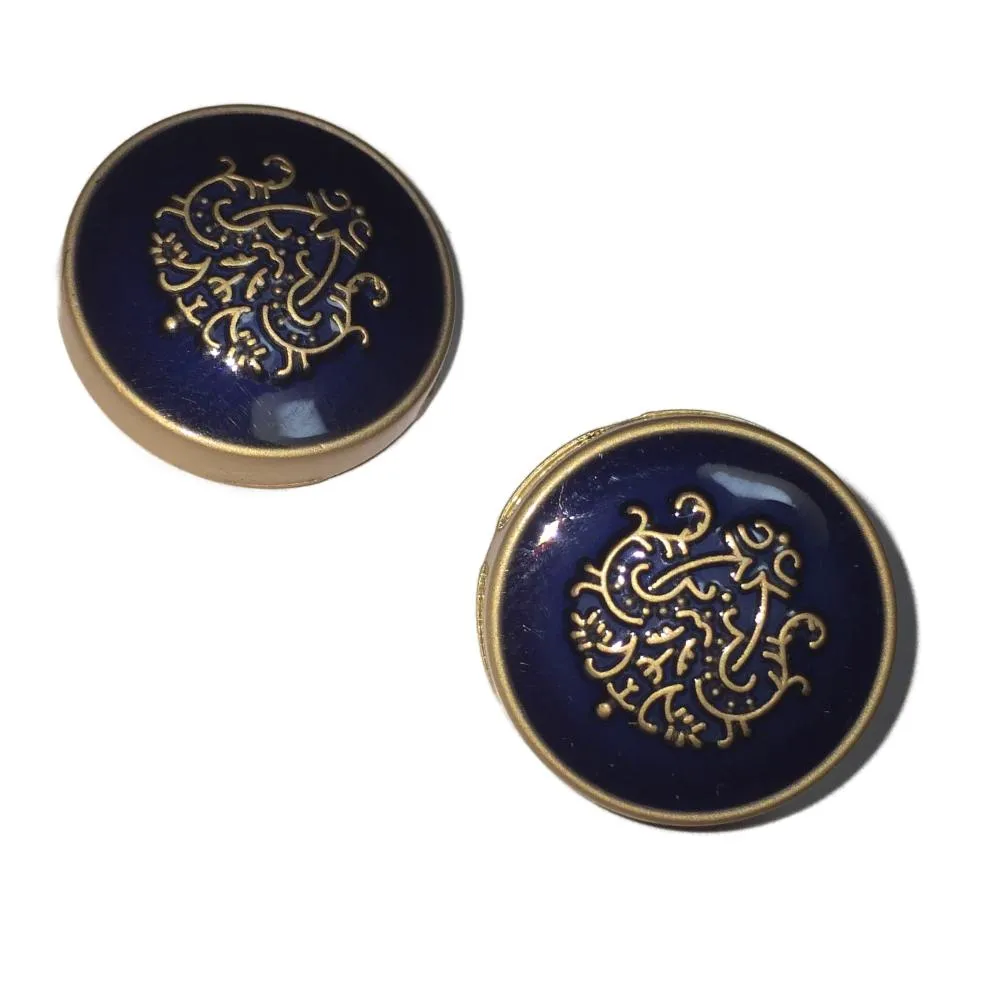 Blue Traditional Design Metal Buttons