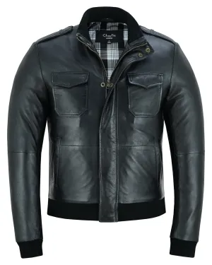 Bristol Men's Real Leather Bomber Jacket - Smart Casual Style