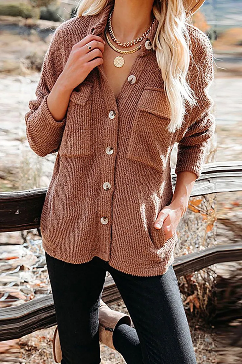 Button-Up Knit Corduroy Jacket