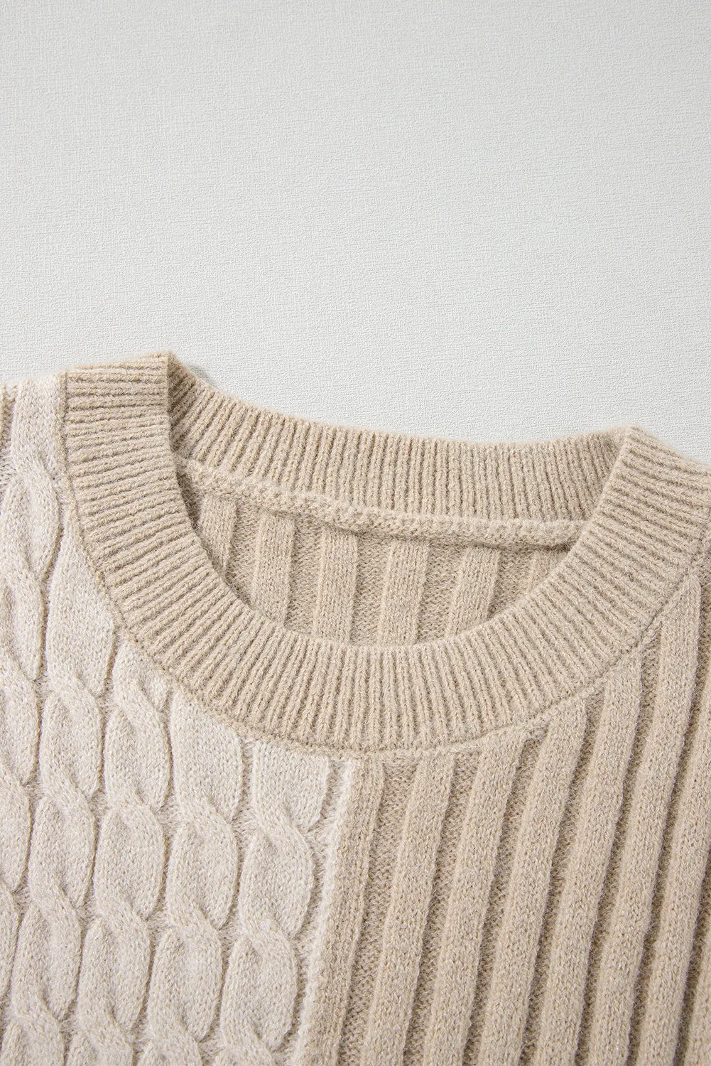 Cable Knit Crew Neck Sweater