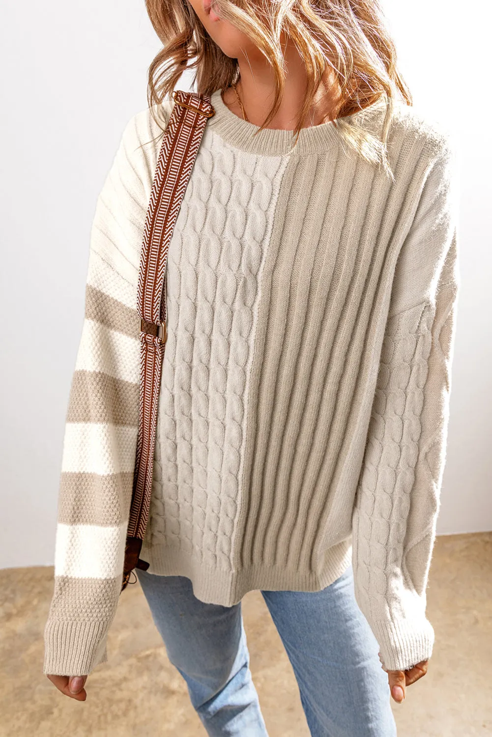 Cable Knit Crew Neck Sweater