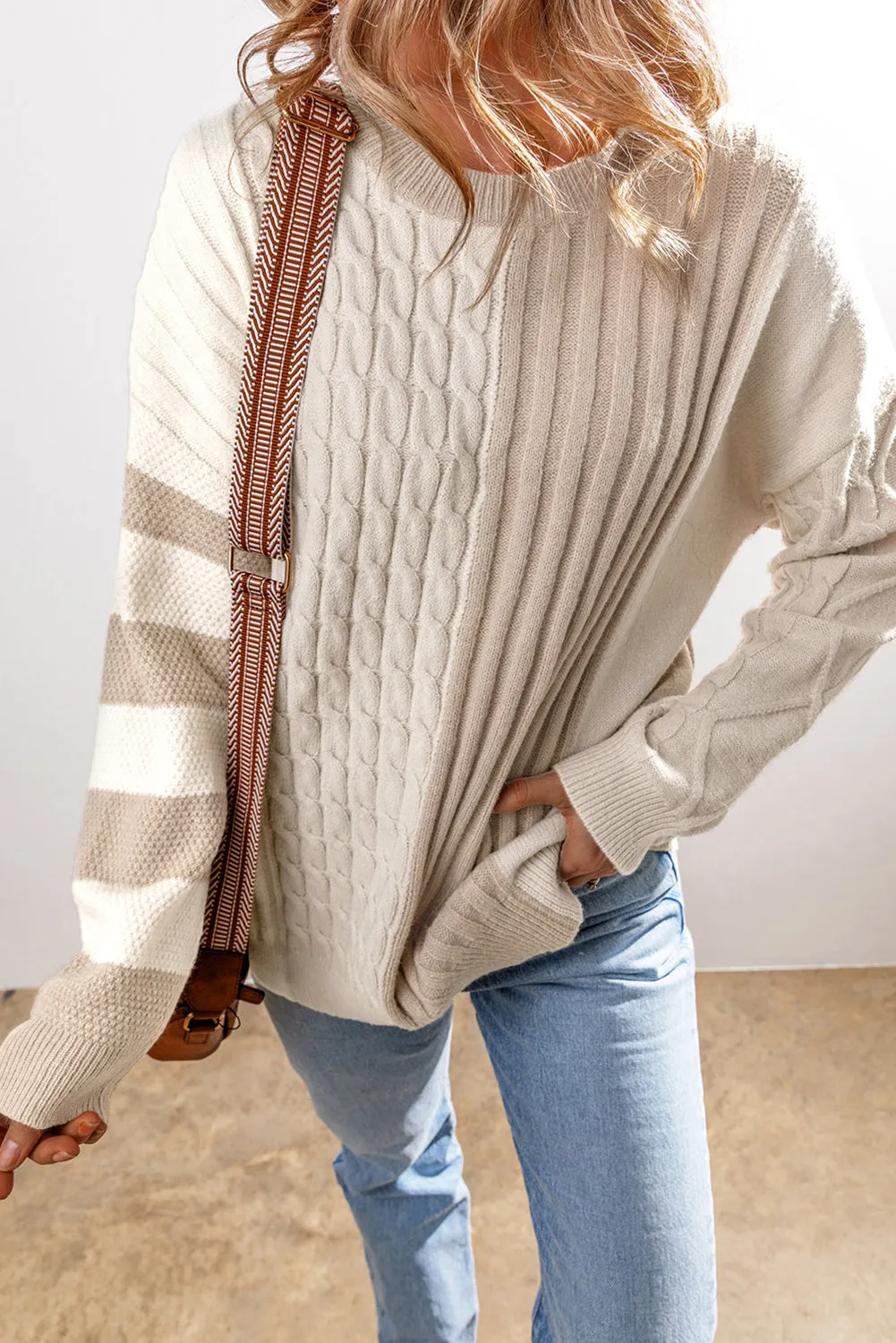 Cable Knit Crew Neck Sweater