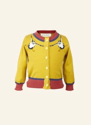 Children's Classic Cardigan - Mustard Puffin