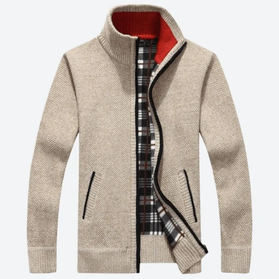 Classic Zippered Wool Blend Knit Jackets