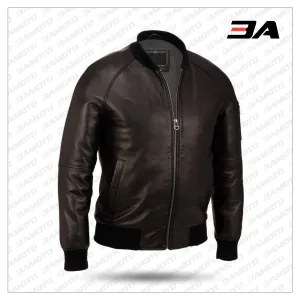 Contemporary Leather Varsity Bomber Jacket