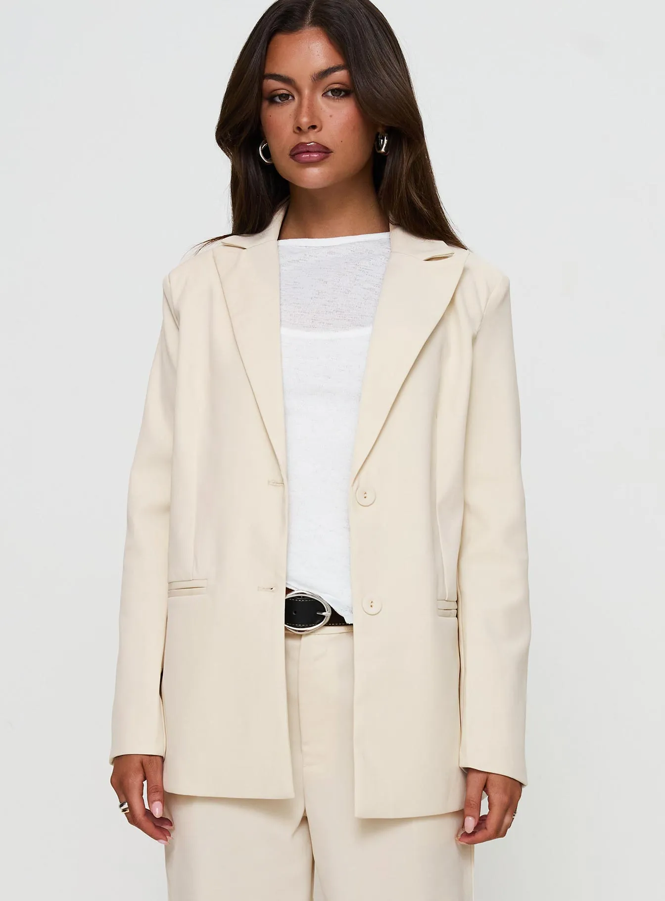 Crowd Pleaser Oversized Blazer Cream