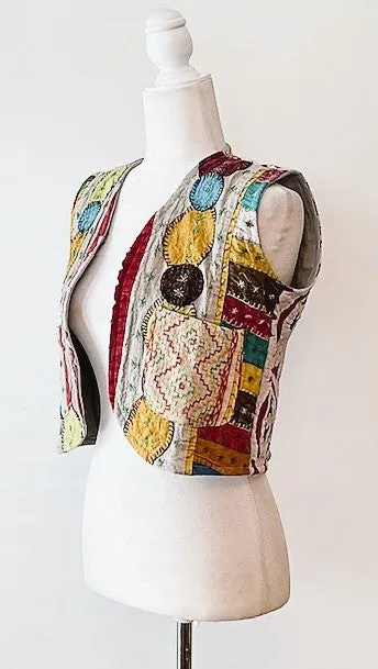 Cutwork Short Kantha Vest (Multicolor)