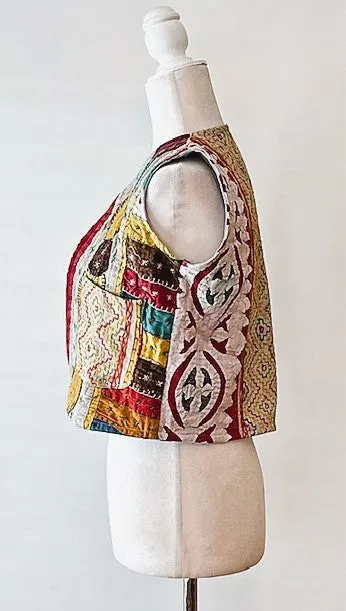 Cutwork Short Kantha Vest (Multicolor)