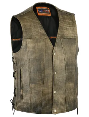 Daniel Smart Men's Antique Brown Single Back Panel Concealed Carry Vest