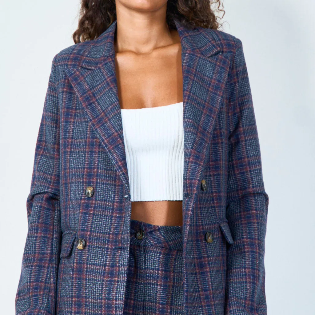 Double-breasted plaid blazer wholesale