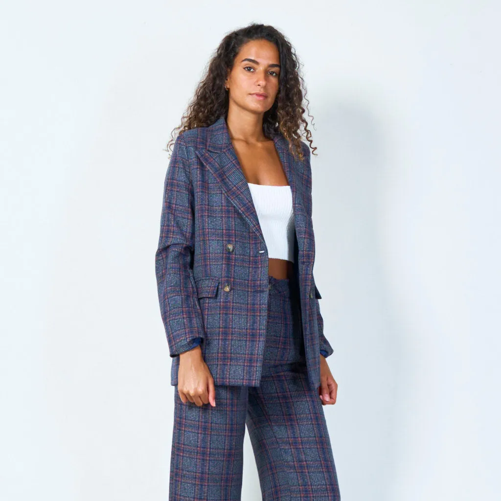 Double-breasted plaid blazer wholesale