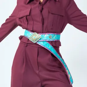 Embellished boho style wide belt wholesale