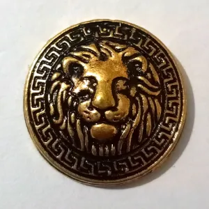 Golden Black Lion Face Designer Metal Buttons