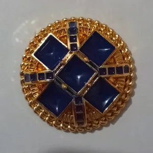 Golden Blue With Cube Design Metal Buttons