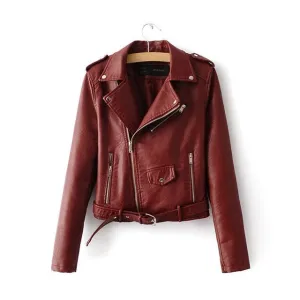 Good Quality Spring Fashion Short PU Leather Jacket