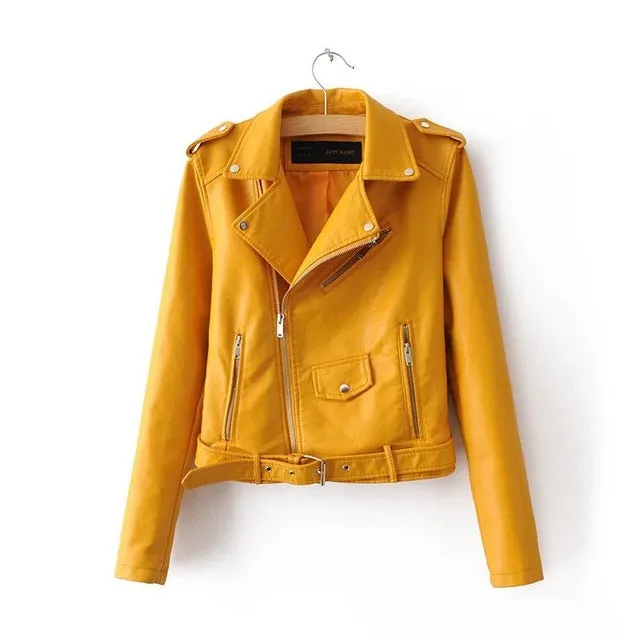 Good Quality Spring Fashion Short PU Leather Jacket