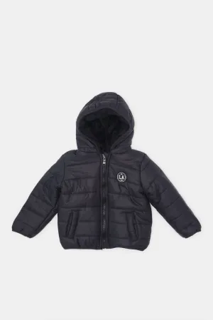 Infant Boys Black Hooded Puffer Jacket