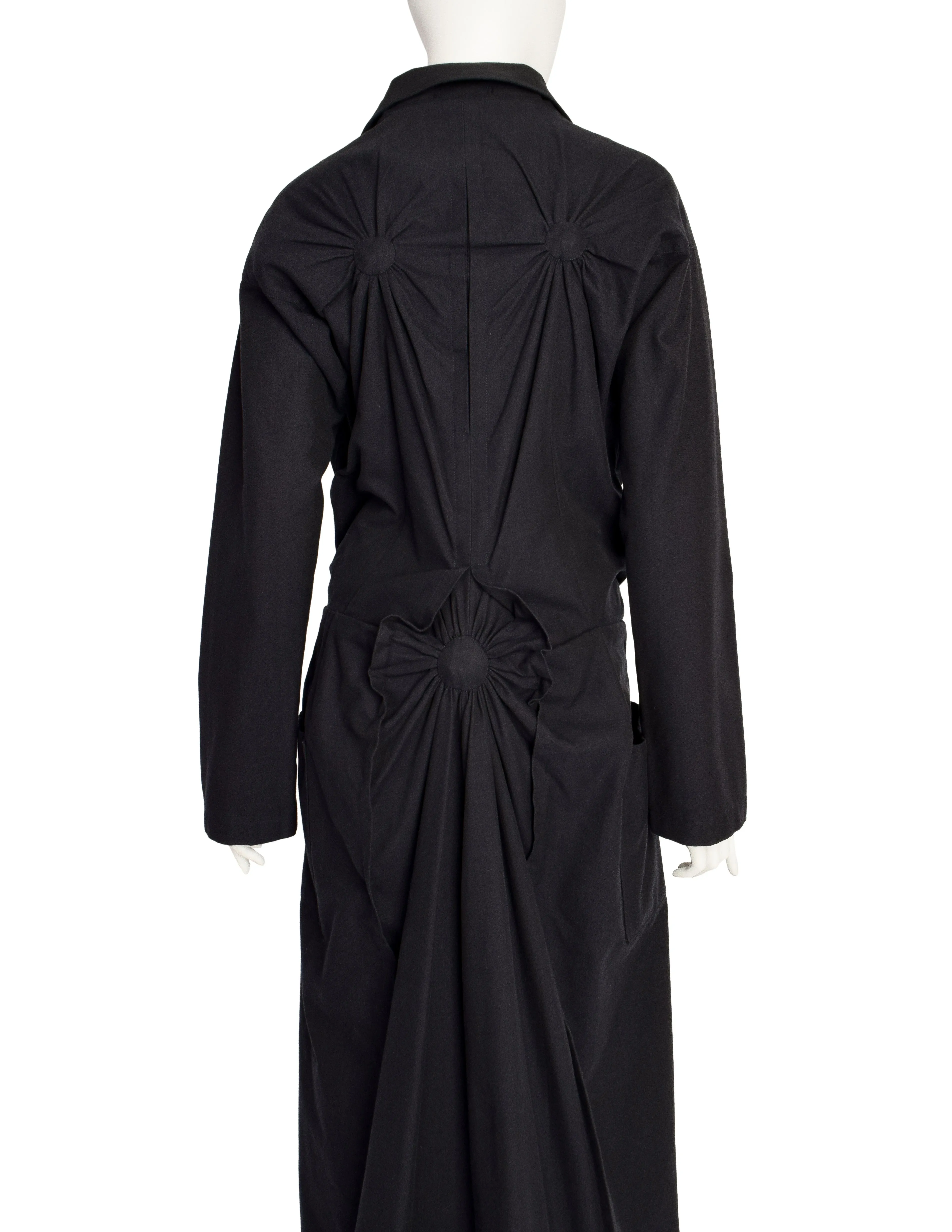 Issey Miyake Vintage Black Tufted Cotton Long Coat