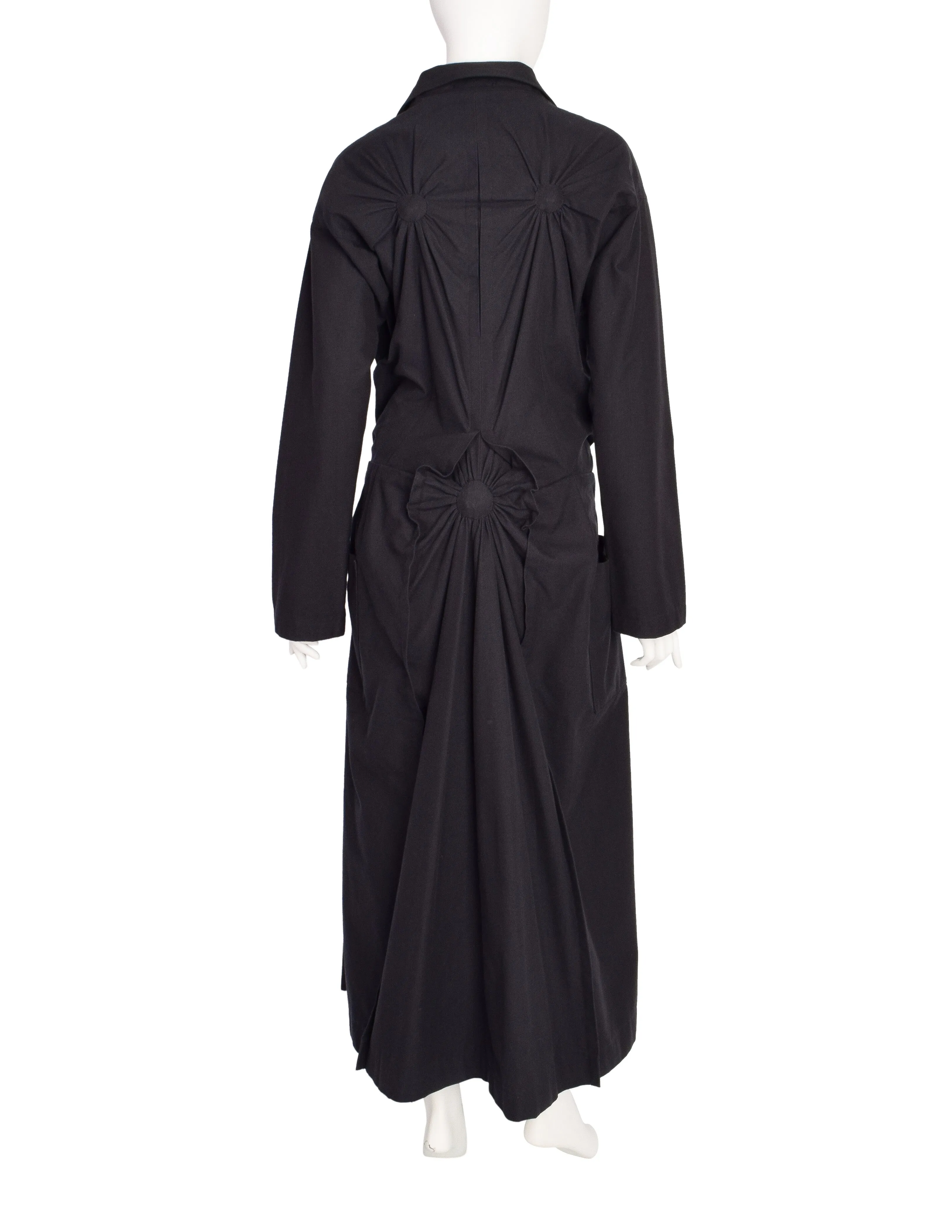 Issey Miyake Vintage Black Tufted Cotton Long Coat