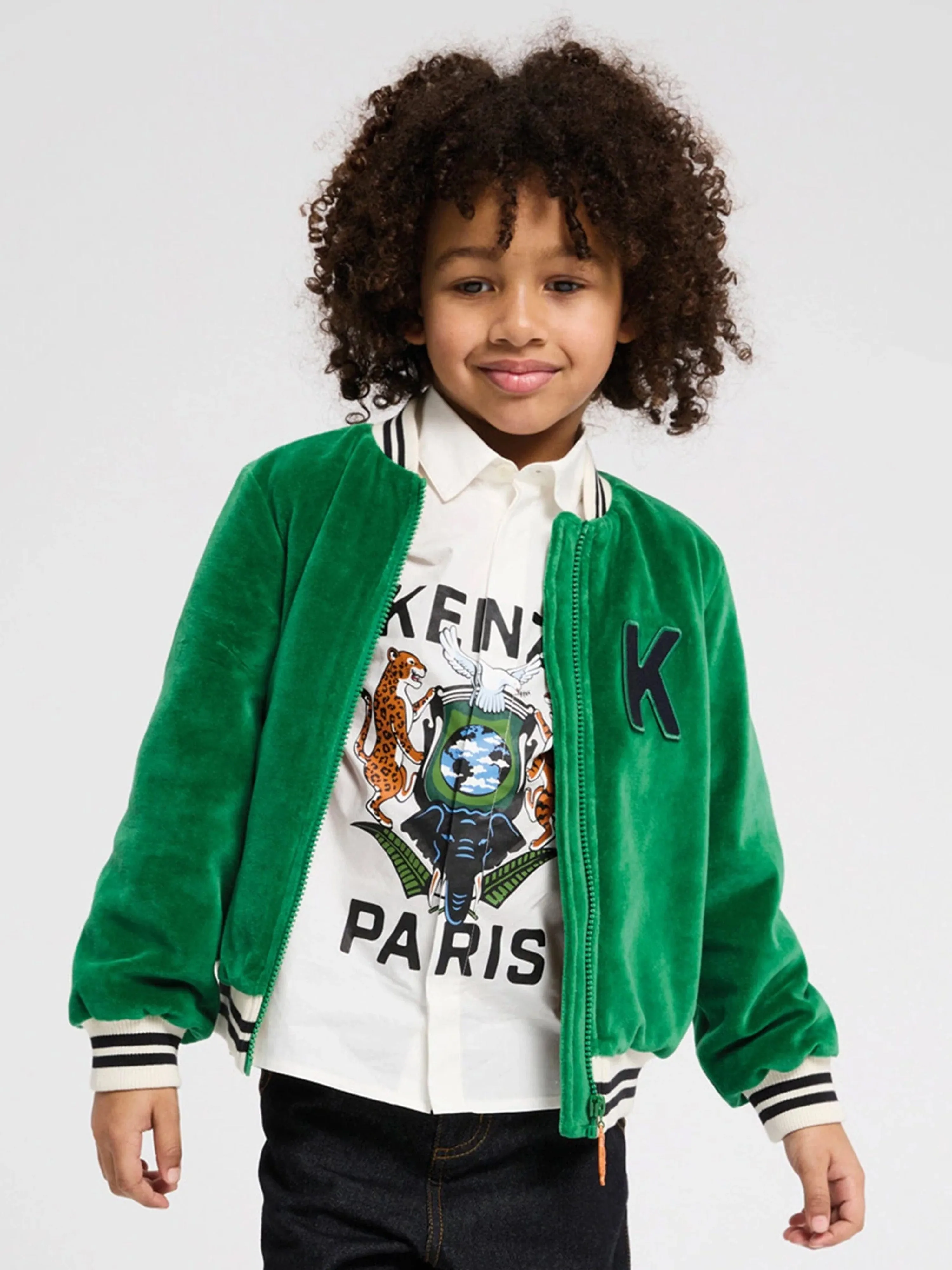 KENZO Boys Zip Up Jacket in Green