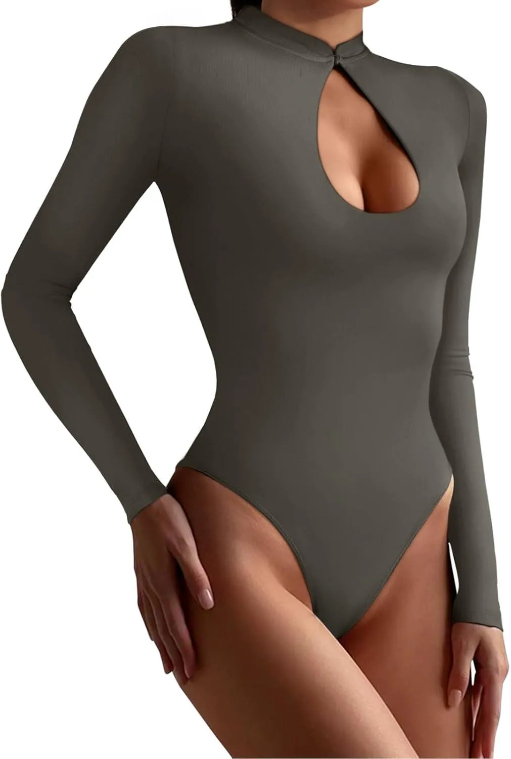 Keyhole Charm Long Sleeve Cut-Out Bodysuit