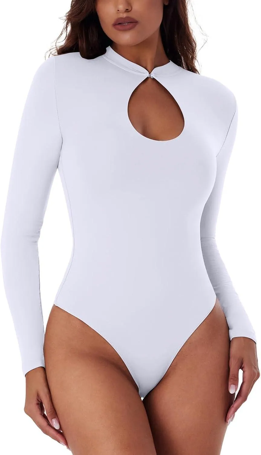 Keyhole Charm Long Sleeve Cut-Out Bodysuit