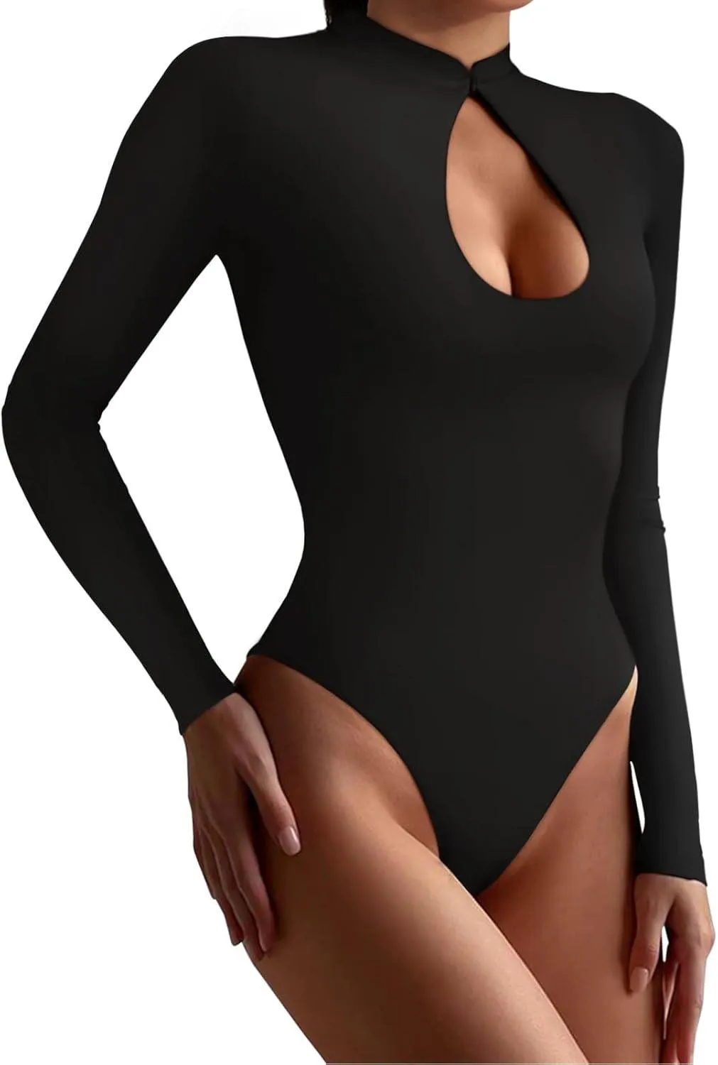 Keyhole Charm Long Sleeve Cut-Out Bodysuit