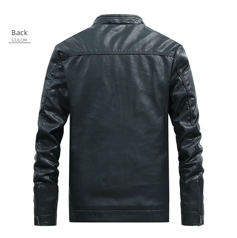 Korean Style Autumn and Winter Thickened Handsome Casual Loose Leather Coat