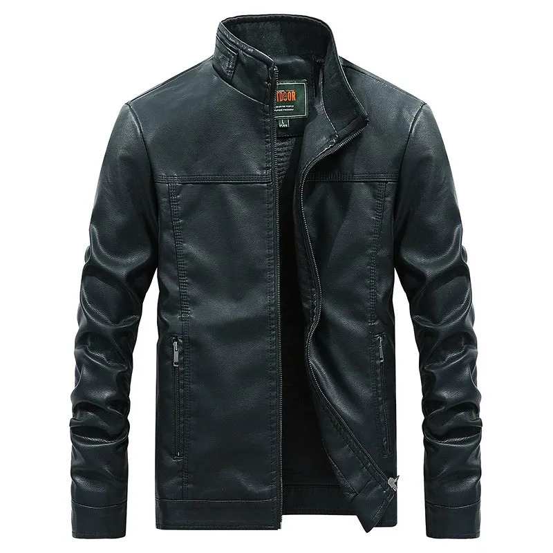 Korean Style Autumn and Winter Thickened Handsome Casual Loose Leather Coat