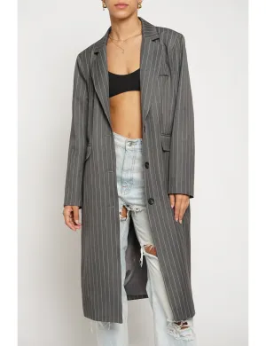 Laurel Pinstripe Coat, Charcoal