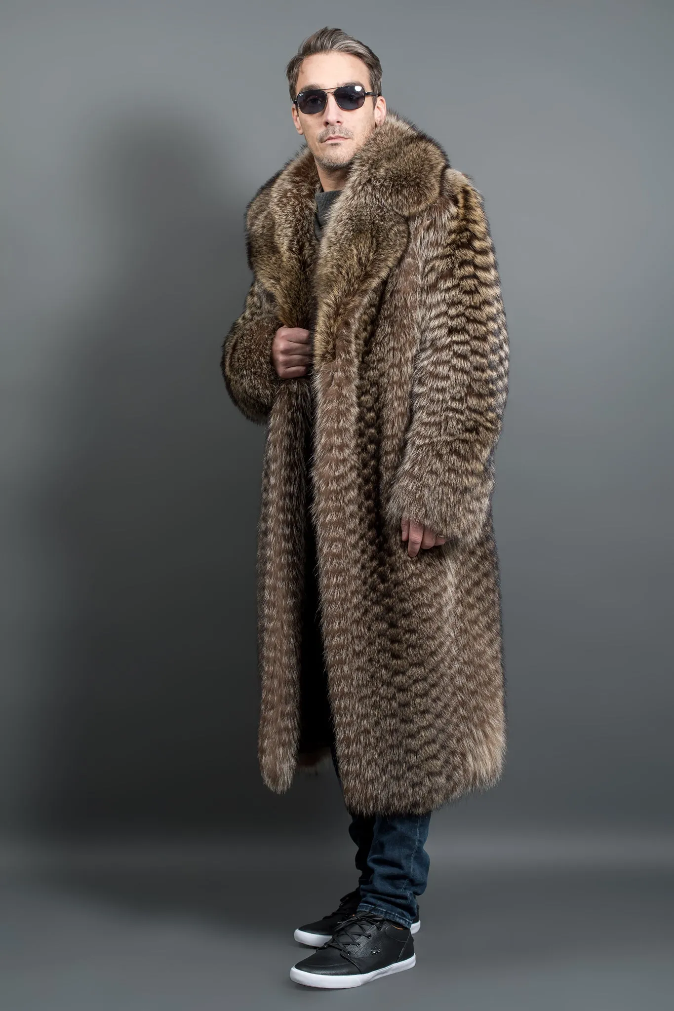 Luxury Racoon fur coat for men