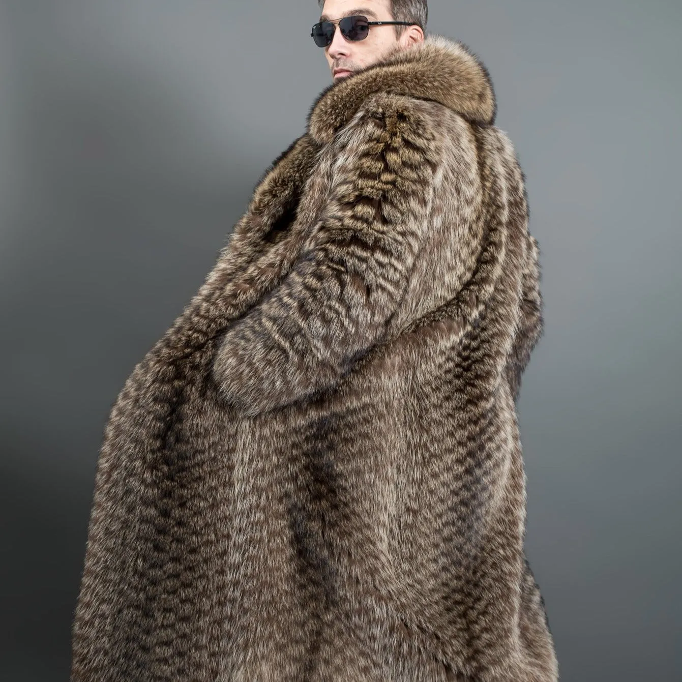 Luxury Racoon fur coat for men