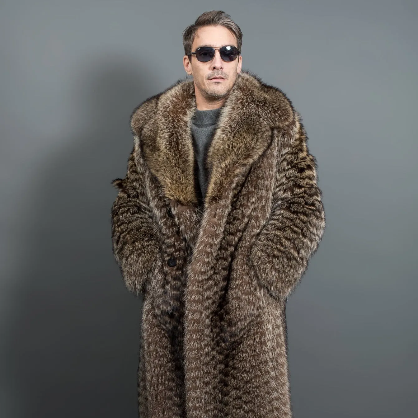 Luxury Racoon fur coat for men