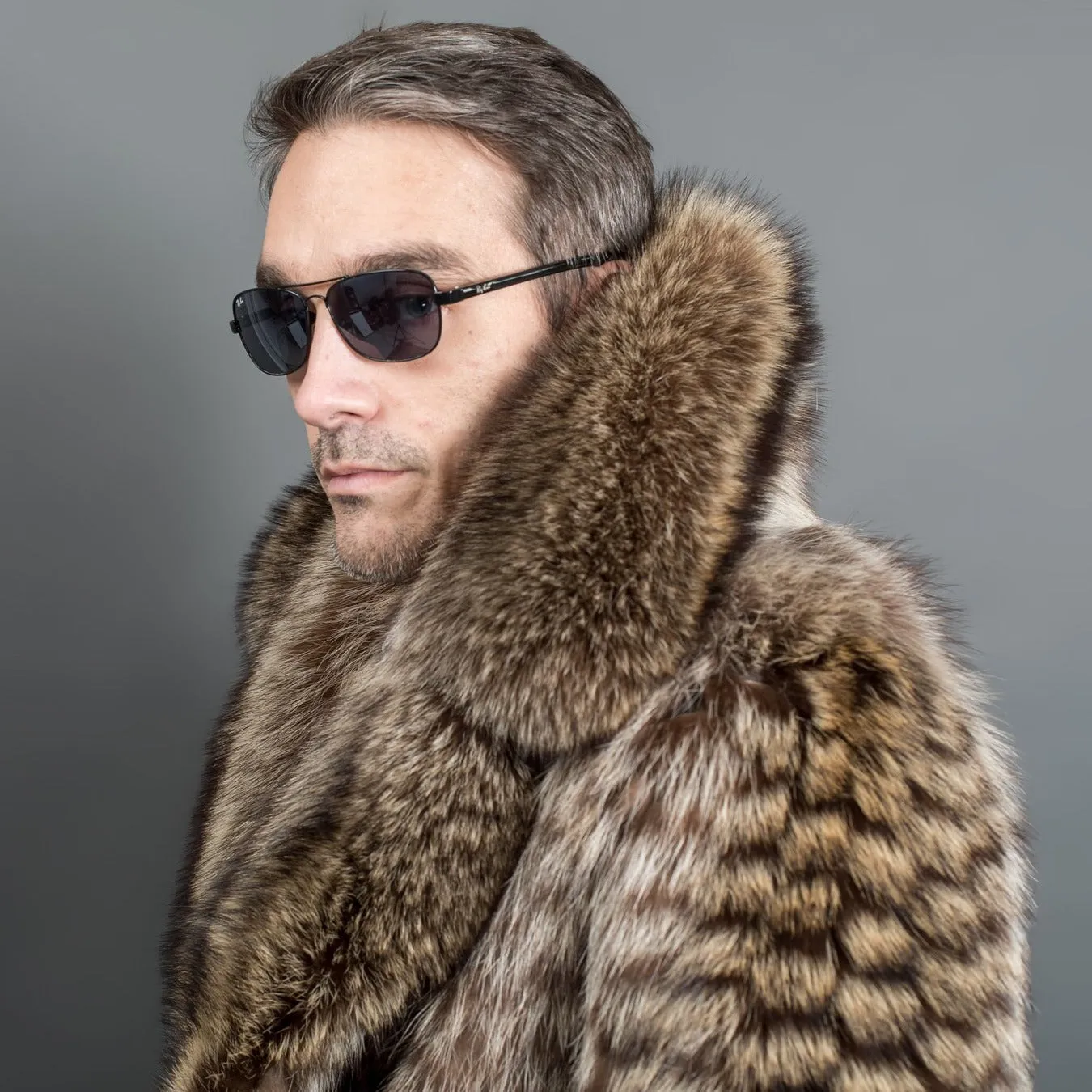 Luxury Racoon fur coat for men