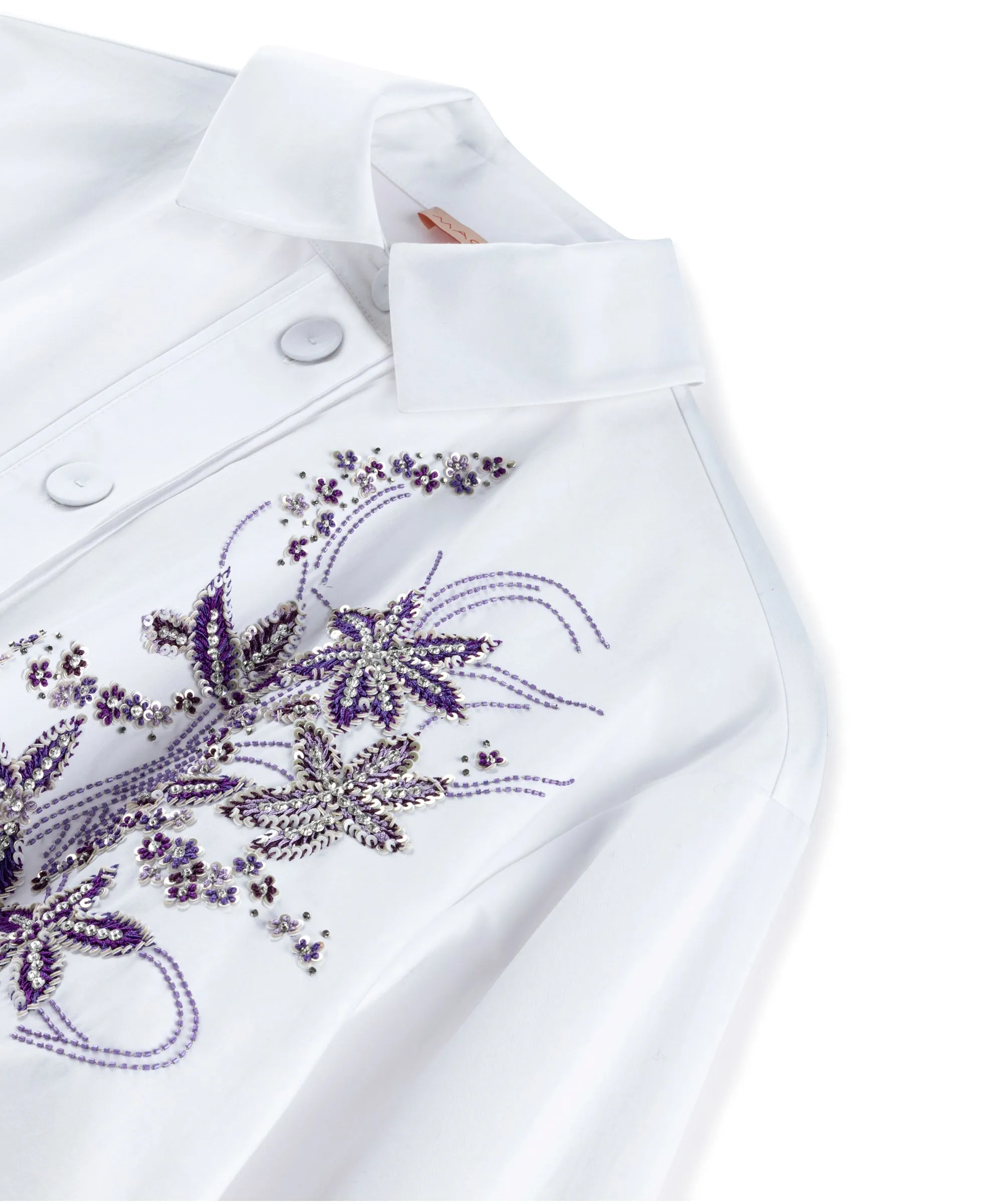 Machka Floral Embroidered Poplin Shirt White