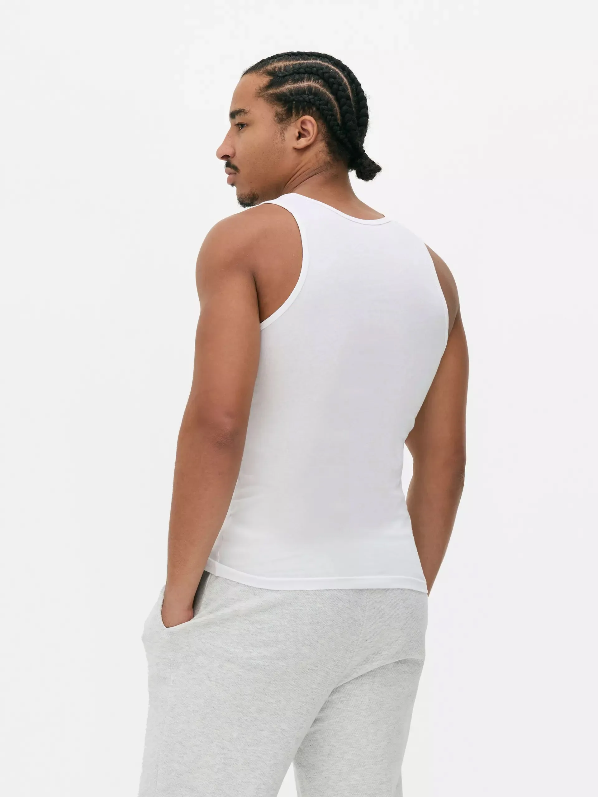 Mens 3-Pack Sleeveless Vests Cotton White Tank Top