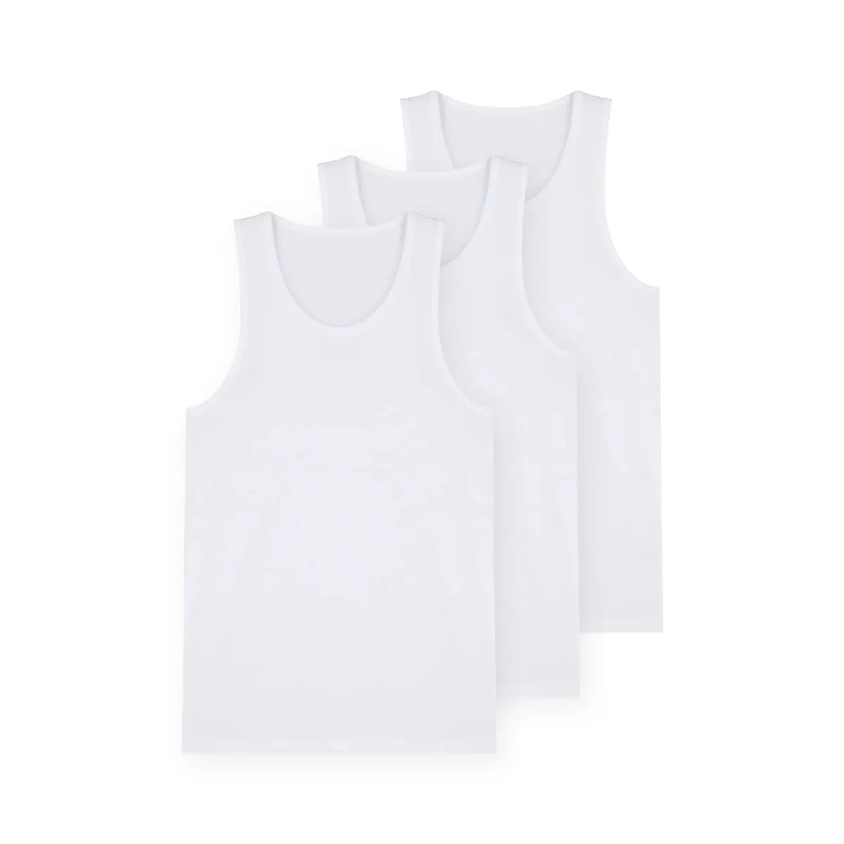 Mens 3-Pack Sleeveless Vests Cotton White Tank Top